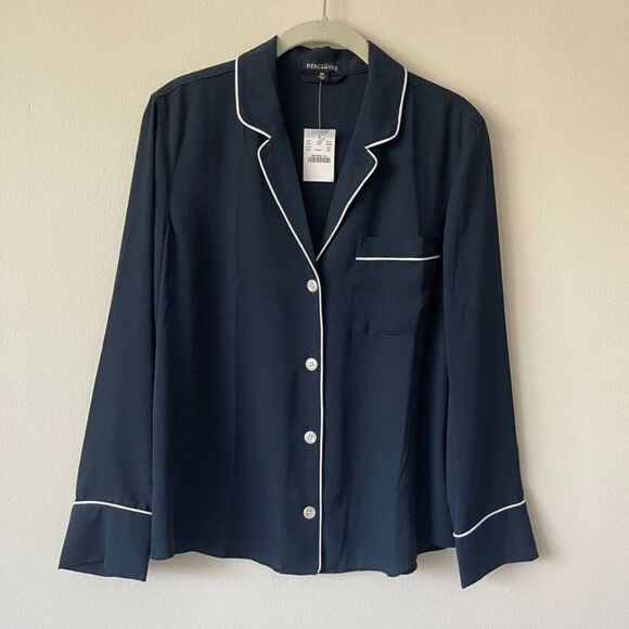 J.Crew Factory Piped Pajama Blouse Shirt - Picture 1 of 6